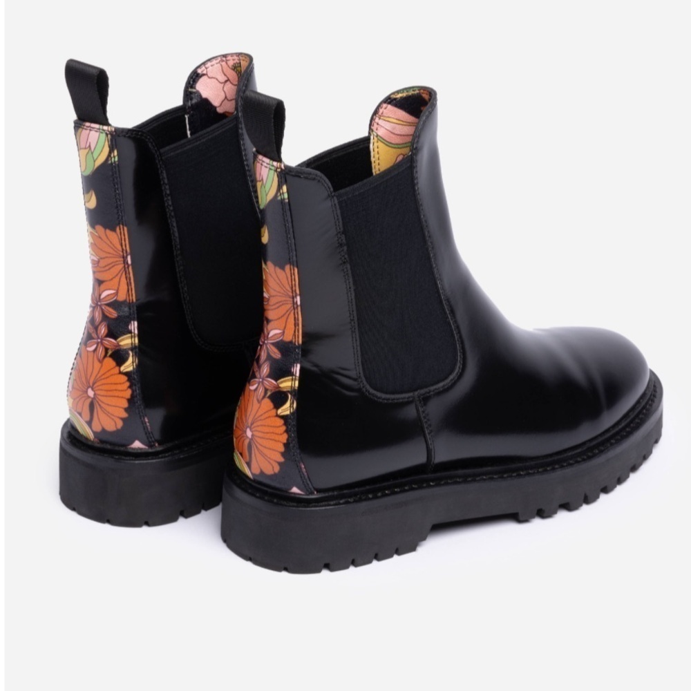 Johnny Was Black Floral Ankle Boots